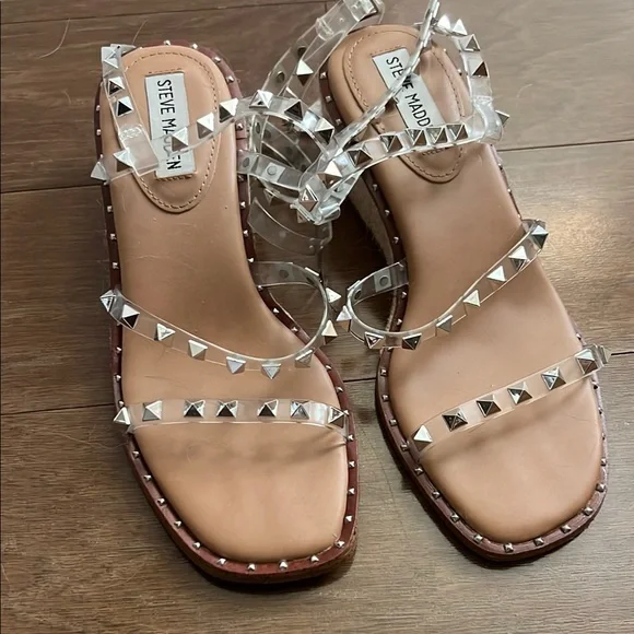 Steve Madden Asena Studded Espadrille Strappy Wedge Sandals 7 - Picture 2 of 4
